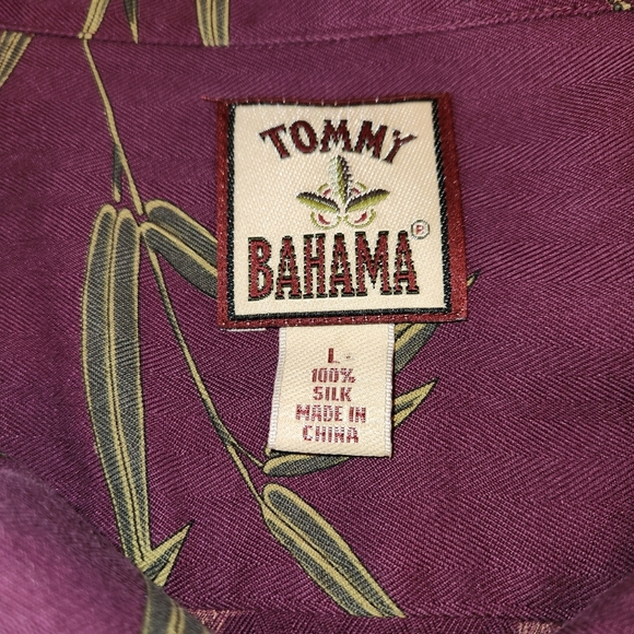 Tommy Bahama 100% Silk Deep Magenta/Burgundy Tropical Print Shirt Size L Light - Picture 9 of 12